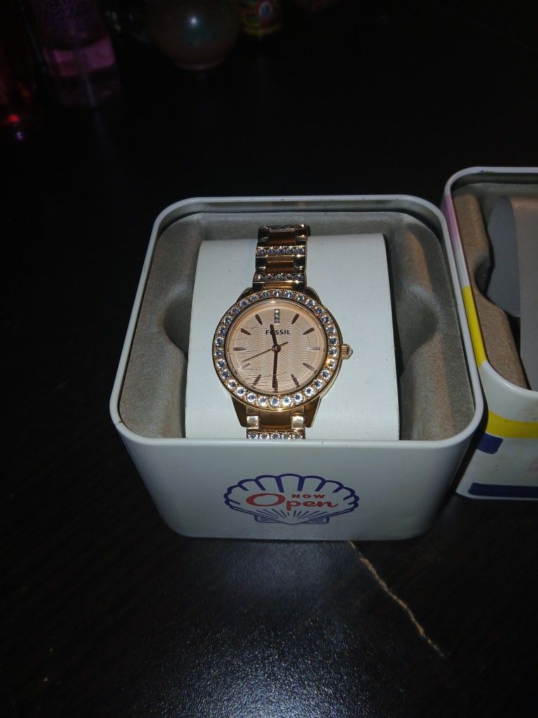 Four Fossil Watches Still In Box.  And A Nine West Watch