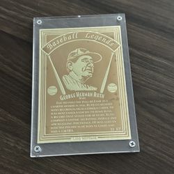 Babe Ruth Baseball Legends 22KT Gold Foil Card – Limited 1,000 Mintage In Display Case