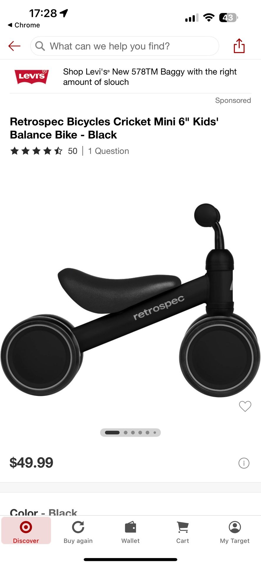 Retrospec Bicycles Cricket Mini 6" Kids' Balance Bike - Black