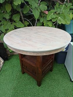 Rustic Arts & Crafts Style Counter-Height Storage Bistro Table