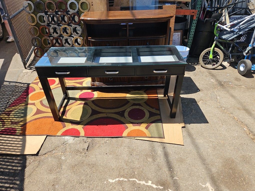 3 Drawer Glass Table Desk
