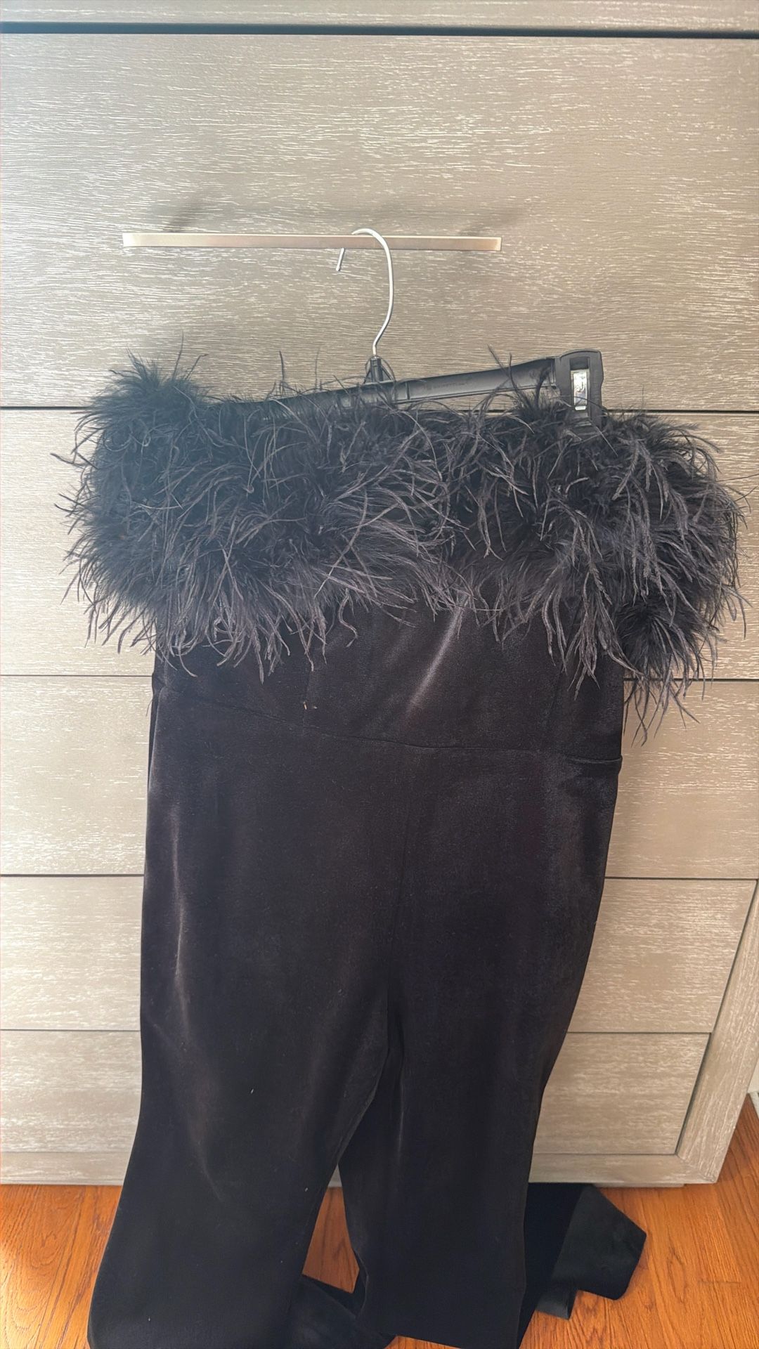 Black Feather Jumpsuit
