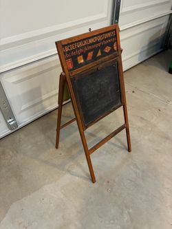 vintage children's educational chalkboard easel