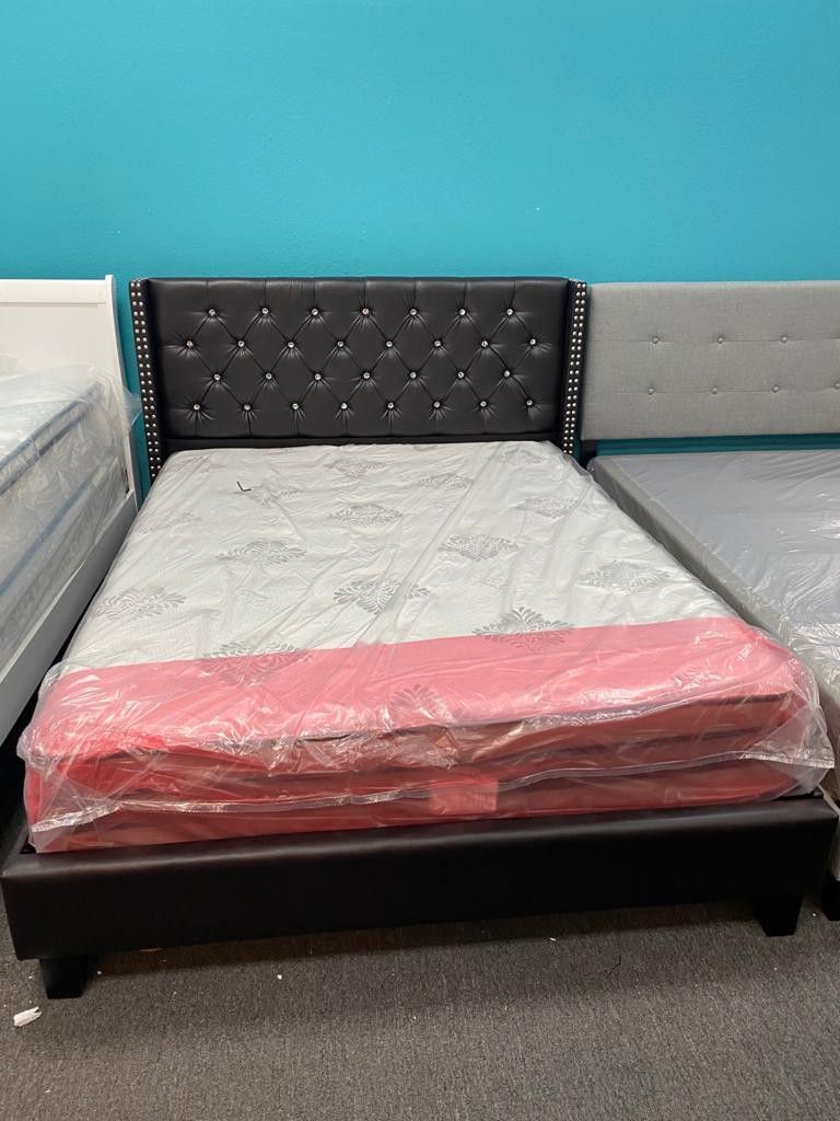 Queen bed frame with mattress Included pillow top