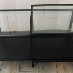 Contemporary Modern Glass Top Pull Out Coffee Accent Table With Metal Frame