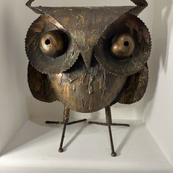 Early Works Curtis C Jere Metal Owl Sculpture 1968 Signed,  Art Mid-Century