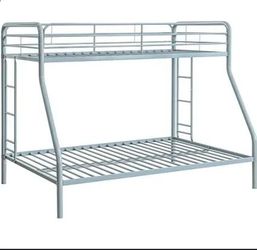 Dornel metal bunk bed full- twin (grey)