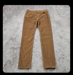 J. Crew Size 32x32 Men Tan Corduroy Slim Straight Preppy Office Work Chino Pants cotton Denim