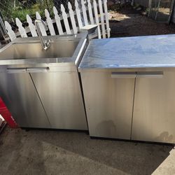 Stainless Outdoor Kitchen Sink And Cabinet New Age