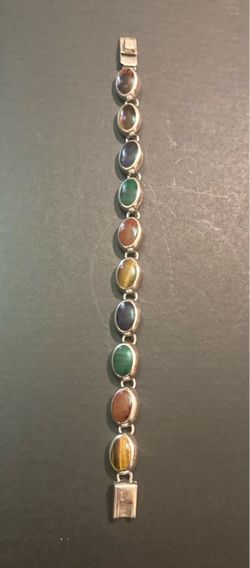 MWS Mark Wasserman Samara Mexico Sterling Silver Multistone Bracelet 8 Inches