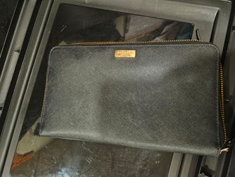 Kate Spade Black Saffiano Leather Zip Clutch