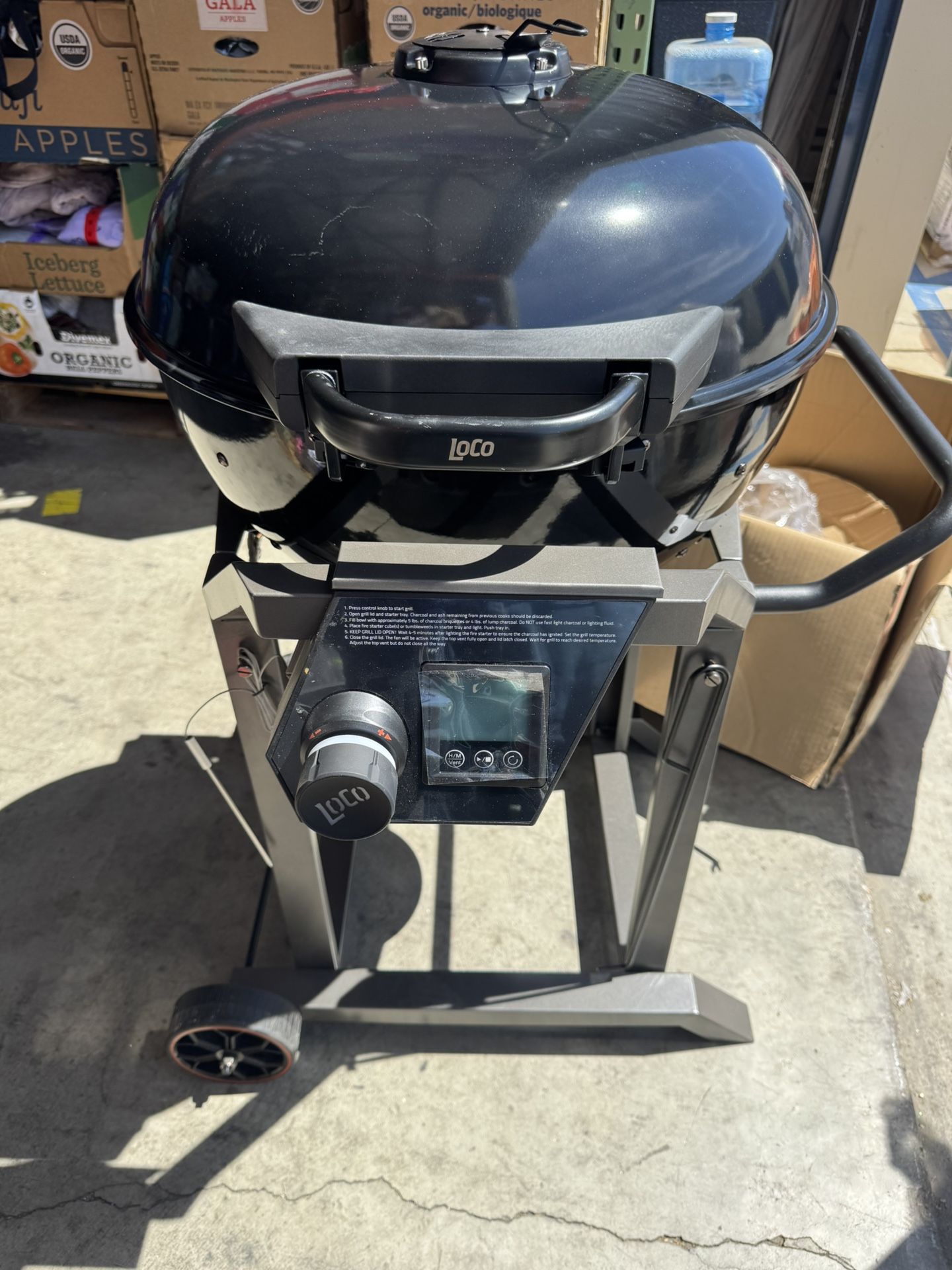 LOCO 22.5 in. SmartTemp Kettle Charcoal Grill in Black with Stand