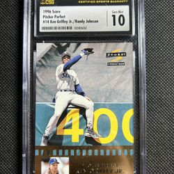 1996 Ken Griffey Jr Score Pithcer Perfect Randy Johnson Card #14 CSG 10 Gem Mint