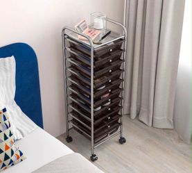 10-Drawer organizer Rolling storage cart with wheels