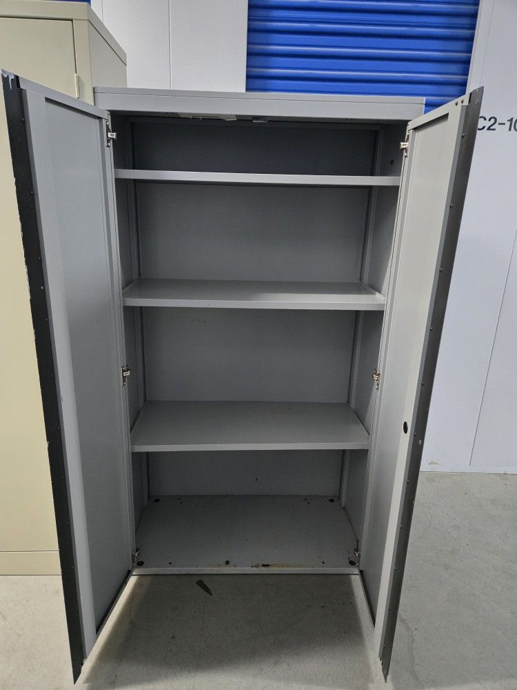Solid Metal Storage Cabinet With 3 Adjustable Shelves