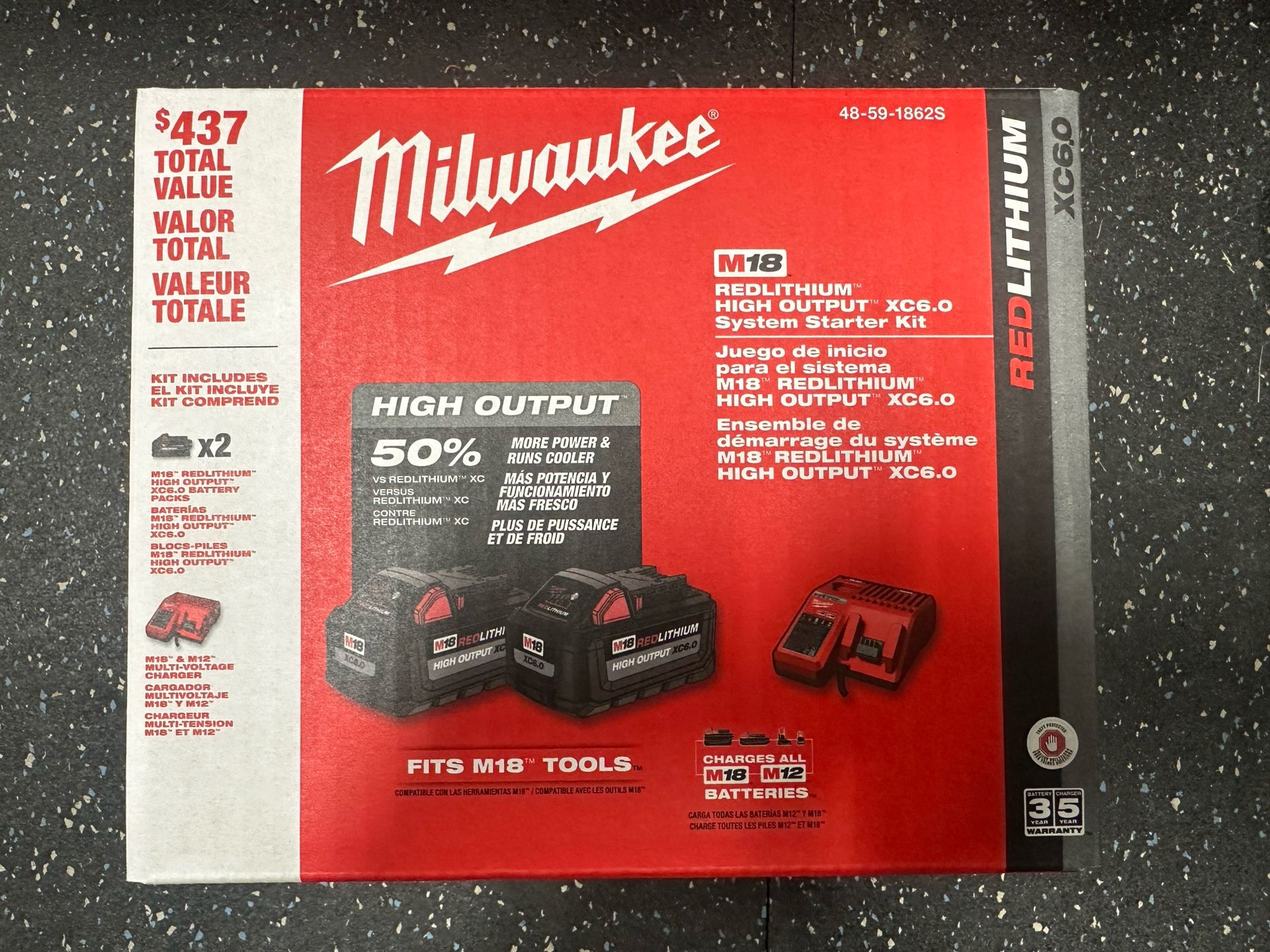 Milwaukee M18 6.0ah High Output (2x) Batteries And Charger Kit