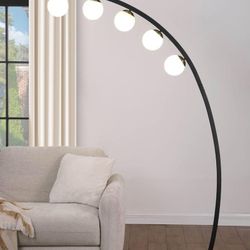 78-Inch Spherical 5-Light Arc Metal Floor Lamp Black