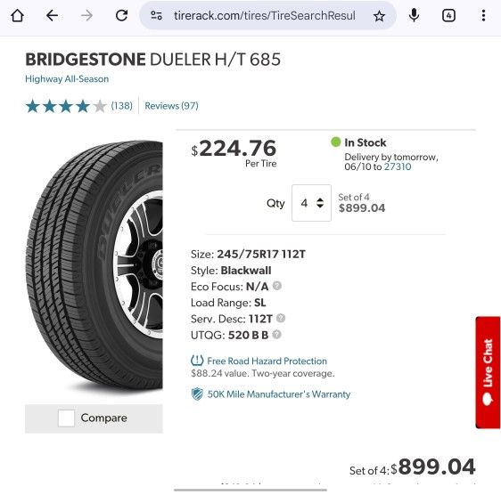 BRIDGESTONE DUELER H/T 245/75R17