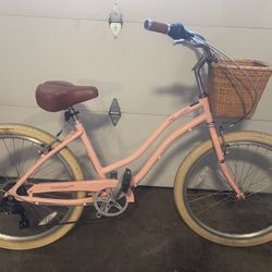 Pink Retrospec Beach Cruiser With Basket