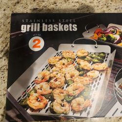 Stainless Steel Grill Baskets Set Of 2
