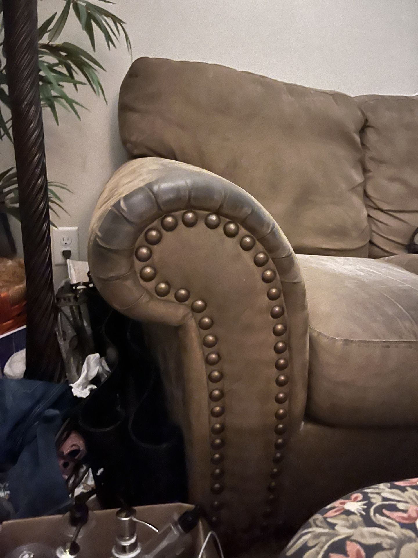 Free Brown Suede Couch, Chair And Ottoman