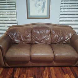 Leather Sofa And Over Sized Chair 