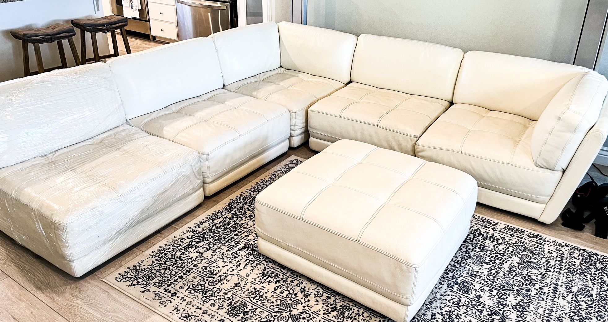 6 White Leather Sectional Sofa from Macys 