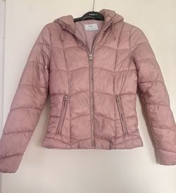 Light Pink Puffer Jacket with Hood 