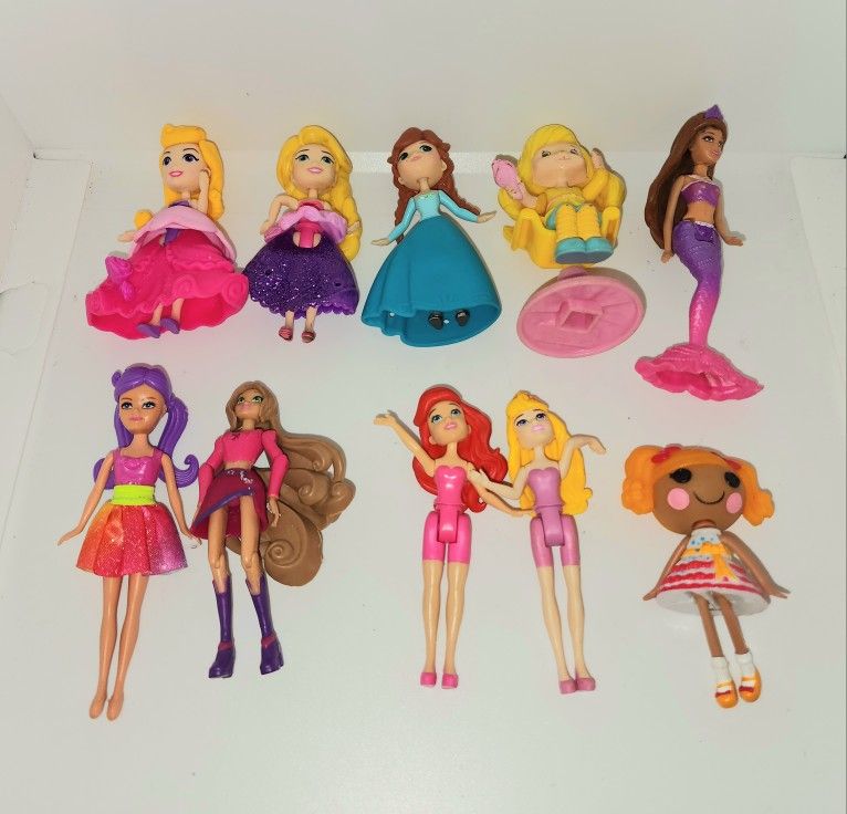assorted lot of Disney Princess Little Kingdom, Barbie, Strawberry Shortcake Lalaloopsy, Winx