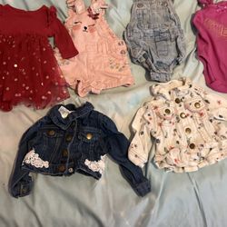 Baby Girl Clothes Bundle jeans Overalls Dress jeans Jackets size 0-3 -3-6 months And 