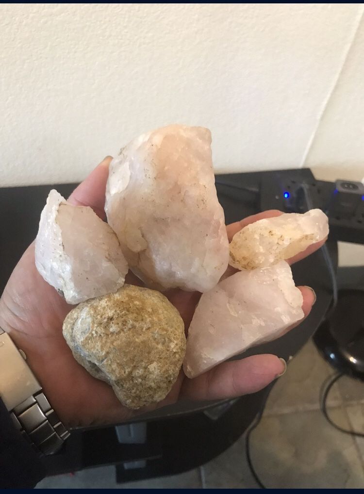 5 Rose Quartz Crystal Reiki Healing Hunk Stone