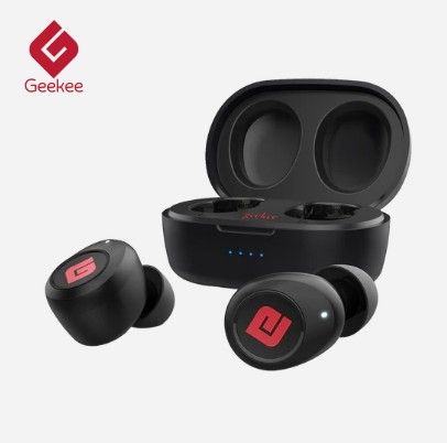 Geekee True Wireless Earbuds Bluetooth 5.0 Headphones, in-Ear Deep Bass Bluetooth Earbuds IPX7 Waterproof Clear Call Headset USB-C Charging Case 40H 