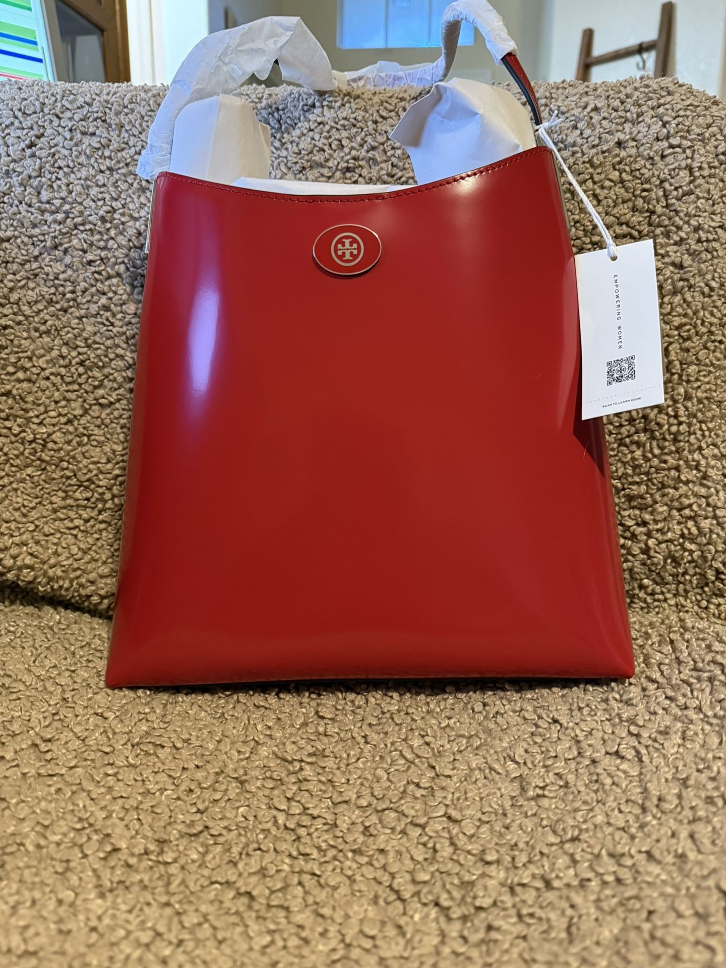 Limited Edition Tory Burch Robinson Spazzolato Hobo bag in red sky