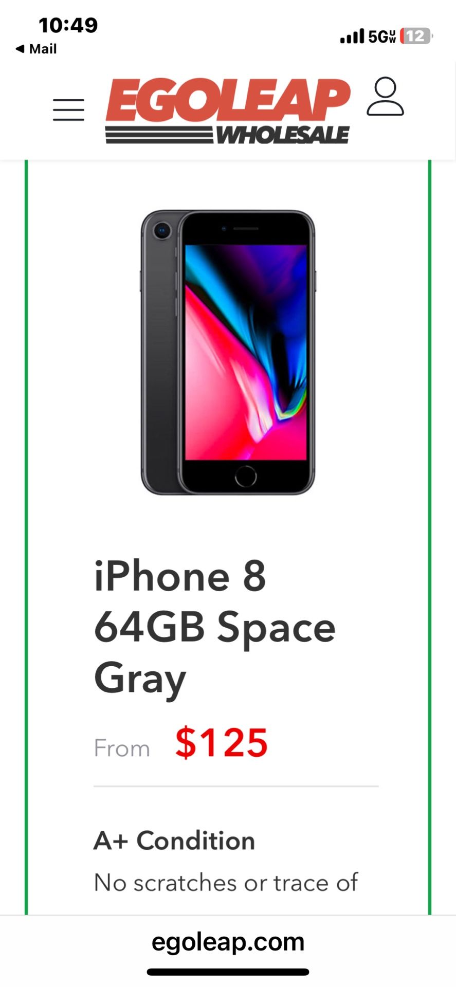 iPhone 8 64gb $125
