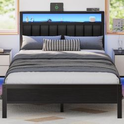 Full Size Bedframe w/Charging Station 