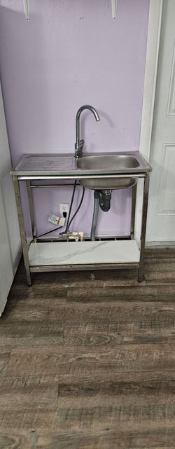 Stainless Steel Freestanding Sink with Faucet