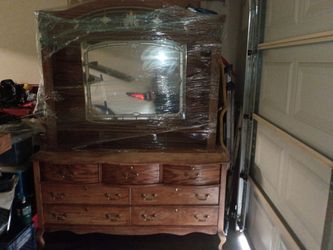 Wood Dresser with Mirror