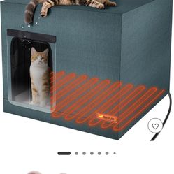 GASUR Heated Cat House Winter Elevated Base Waterproof Insulated Feral Cat House