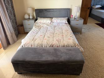 Selling bed, bench and side tables.
