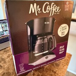 Mr. Coffee Black Coffee Maker, 12 Cups, with Auto Pause and Glass Carafe, Perfect for Home and Offic