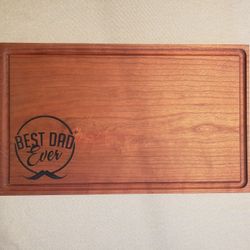 Best Dad Ever Fathers Day Handmade Cherry Wood Cutting Board