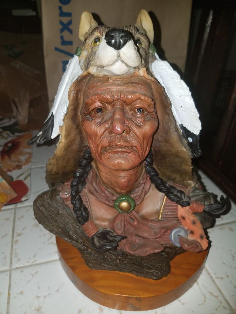 Indian chief with wolf headdress