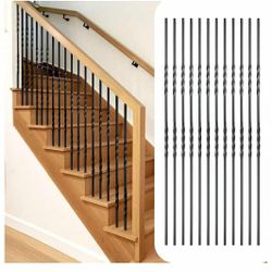 New 12Pack Wrought Iron Balusters 44 Inches Metal Railings Deck Balusters (44, Double Twist)