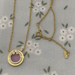 Tiffany & Co. Gold Necklace With Pink Gemstone Medallion 