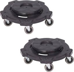 Basics Heavy-Duty Rolling Dolly to Fit 32, 44 & 55 Gallon Round Containers, for Offices, Restaurants, Commercial Environments, Twist On/Off, 18.25", B