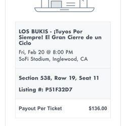 Bukis ticket friday 8pm