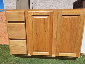Oak Wood Bathroom Vanity Cabinet Base