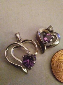 Tow hearts sterling silver. Charm necklace