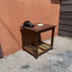 Title: Rustic Farmhouse 2-Tier End Table – Ashley Furniture – 22”D x 29”W x 25”H  Description: Add character and color to your space with this rustic 