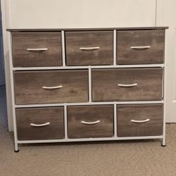 white/beige/greige dresser with 8 drawers